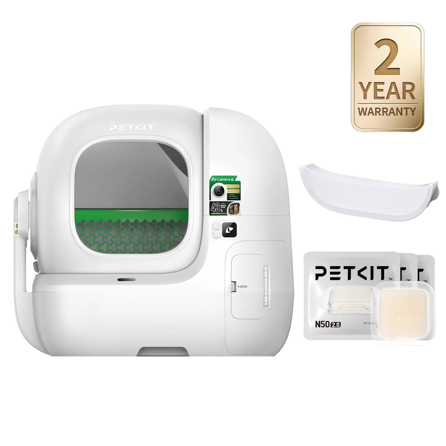 Purobot Max Pro 2 with three N50 odor-refill packages in the Odor Control Bundle marketing image.