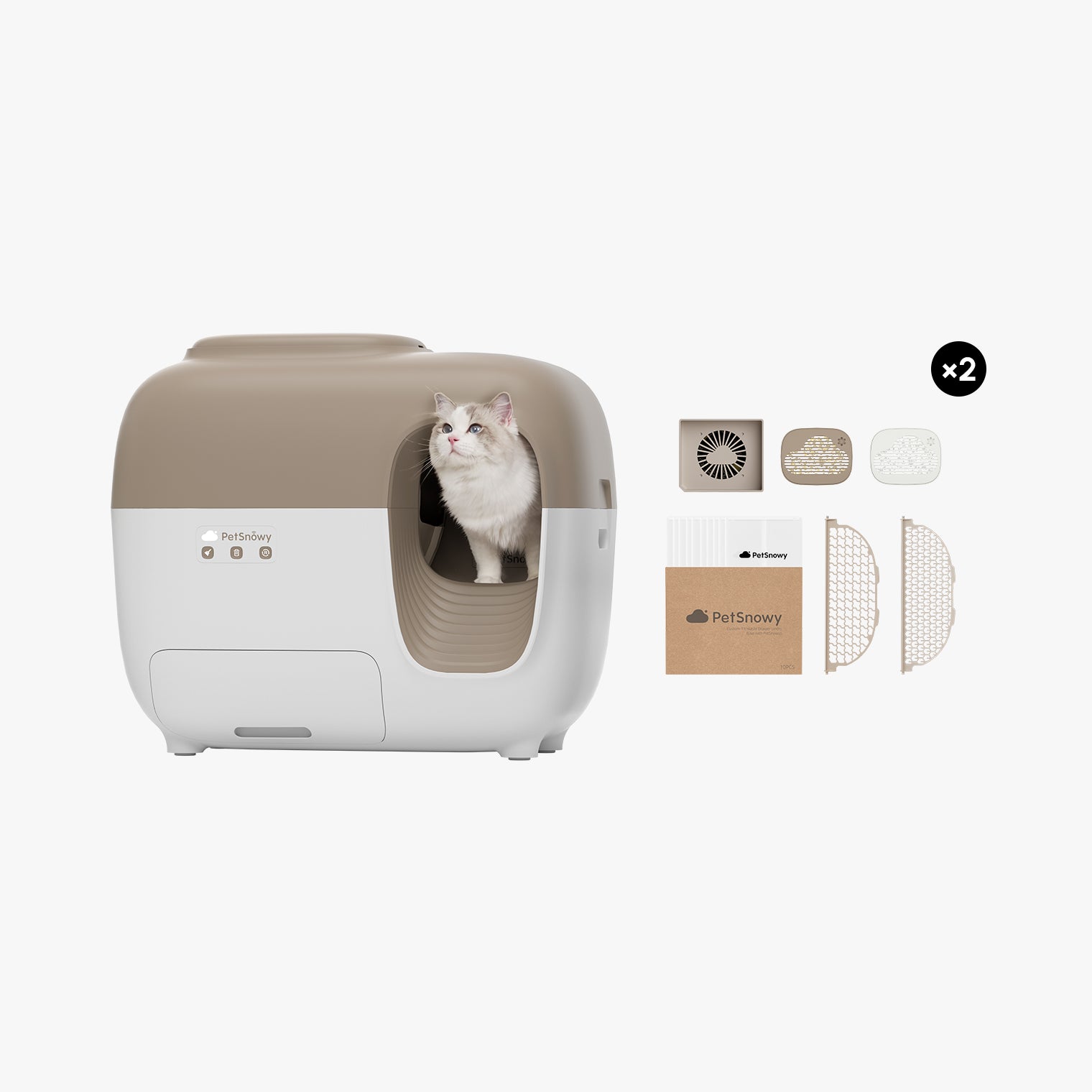 PetSnowy SNOW+ Litter Box Premium Set × 2 offer in Classic finish.