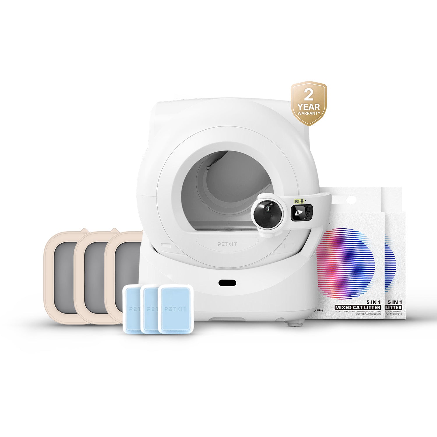 One Purobot Ultra shown with refill rings and clumping litter in the official Starter Bundle artwork.