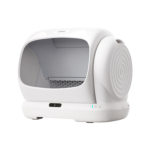 Official product image of UBPet C41 Pro; semi-open rotating chamber with front camera.